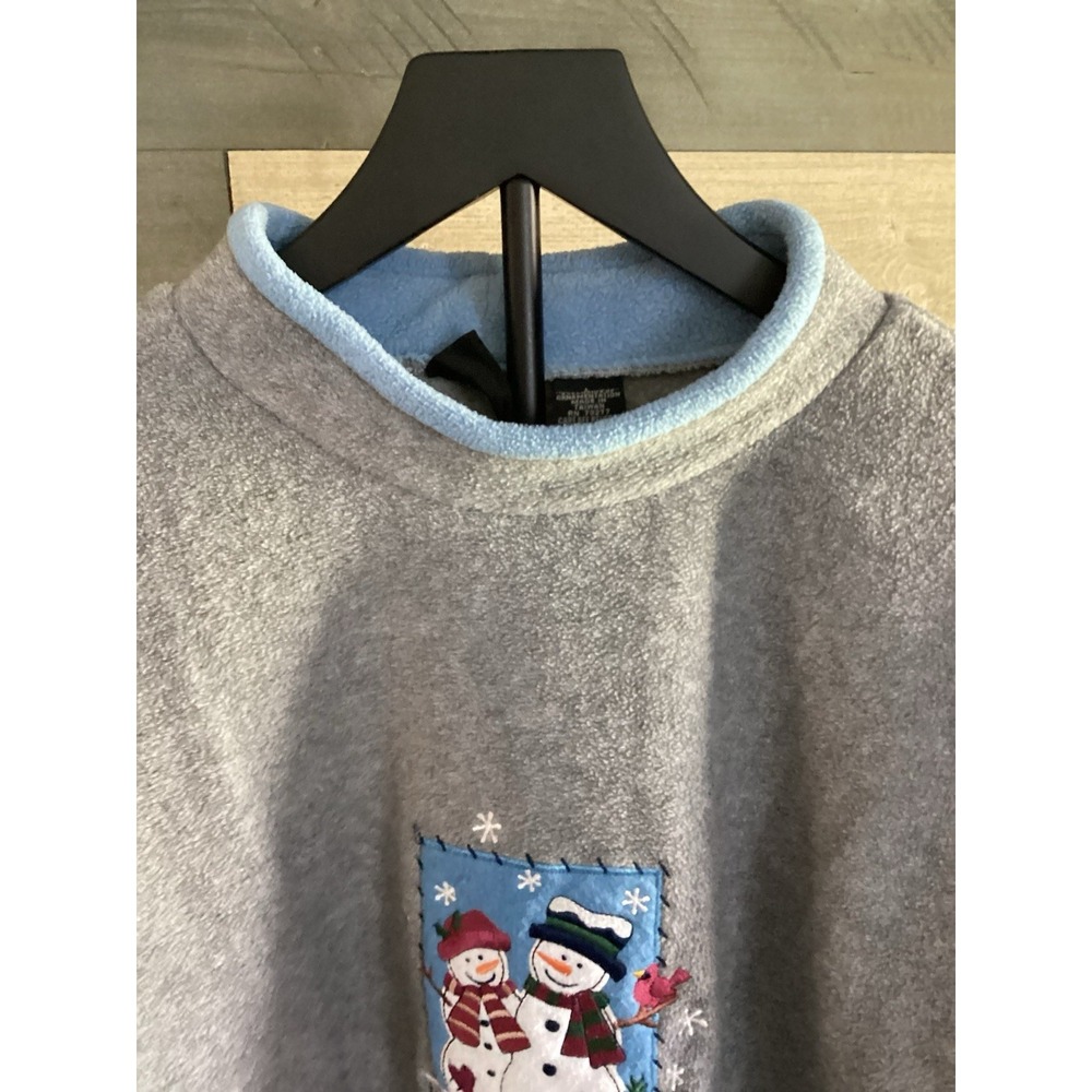 Craft & Barrow Sport Fleece Snowman Sweatshirt Large Grey - Picture 5 of 6